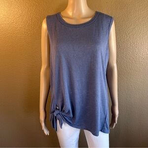 Bobeau Womens XL Blue Sleeveless Tie Front Top Casual Knit Stretch Lightweight